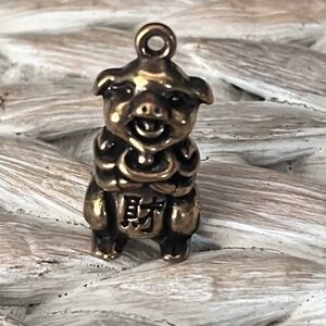 Golden Pig Character Necklace Pendant